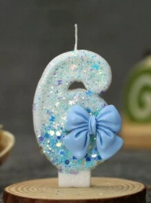 1pc Handmade Birthday Candle, Party & Celebration Supplies, Cake Decorative Candle, Blue Bowknot Creative Digital Candle For Birthday Cake, Back To School Valentine Day - Multicolor - View 11