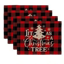 1/4 miếng lót đĩa họa tiết bông tuyết Let It Snow, miếng lót bàn bếp bằng vải lanh, đồ dùng nhà bếp, đồ trang trí tiệc cưới - Nhiều màu - Xem 16