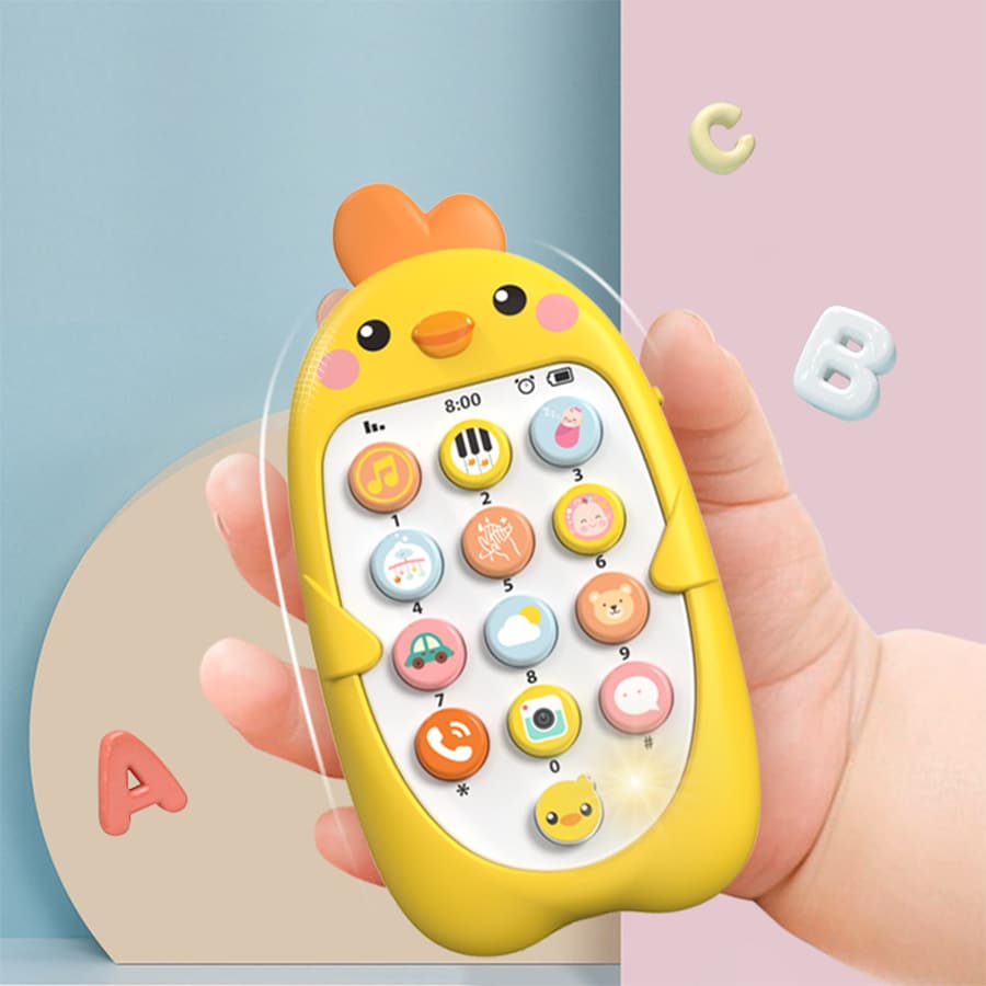 1 pieza Juguete de teléfono móvil de pollo de dibujos animados para juego de simulación, juego interactivo para niños pequeños, regalo de cumpleaños para niños - Azul - Ver 3