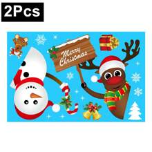 2 Sheets Christmas Static Cling Window Stickers, Multicolor Double-Sided Glass Decals, Christmas Holiday Decorations - Multicolor - View 3