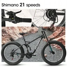Bicicleta de montaña Mongoose Malus con neumáticos anchos - Ruedas de 26 pulgadas, transmisión de 7 velocidades, cuadro de acero, frenos de disco para hombres y mujeres - Negro - Ver 5