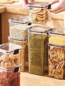1Pc Food Storage Containers With Lids, Airtight Food Jars, Food Storage Box, For Pantry Organization And Storage, Canning Cereal, Rice, Pasta, Flour And Sugar, Home Kitchen Supplies - Multicolor - View 2