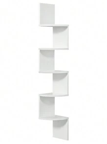 VASAGLE Corner Shelf, Bookcase, 5-Tier Floating Wall Shelf With Zigzag Design, Bookcase, White MLBC72WT - White - View 1