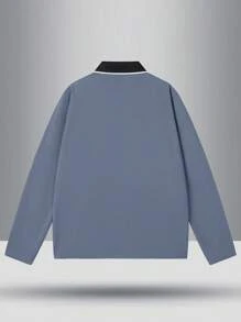 2024 春季新款男士 Polo 衫，长袖，修身，休闲，适合秋季 - 深灰色 - 查看 3