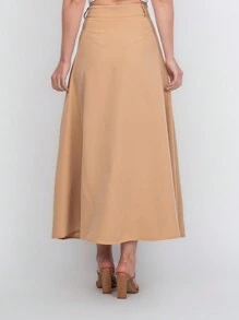 Tailored Skirt With Belt Loops (Without Belt) Code:3010 - Beige - View 5