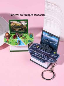 1/2/8pcs 3D Folding Magic Book Mini Keychain, Decompression Creative Keyring, Random Pattern Christmas & Halloween Small Gift Car Accessories Bag Charm School Letter