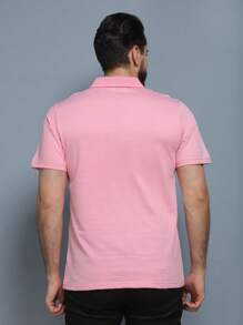 Men's Polo Shirt Summer 2024 With Button And Elastic 5 Colors - Pink - View 4