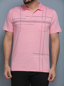 Men's Polo Shirt Summer 2024 With Button And Elastic 5 Colors - Pink - View 2