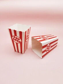 12/48pcs Red Striped Popcorn Favor Boxes Food Packaging Boxes For Baking, Party, Wedding