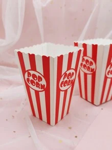 12/48pcs Red Striped Popcorn Favor Boxes Food Packaging Boxes For Baking, Party, Wedding