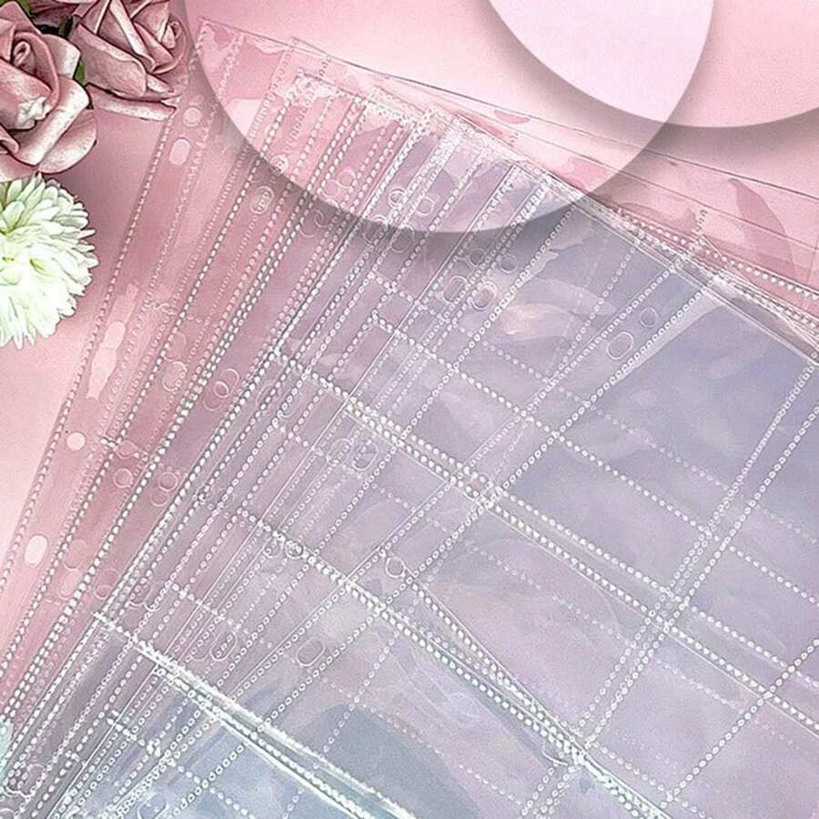 10 张 A4 Kpop 照片卡活页夹多个口袋套 PP 无酸相册补充页卡片印章模具珠宝收纳 - 透明 - 查看 1