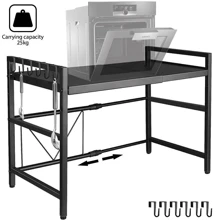 Kitchen Corner Shelf Expandable Microwave Oven Rack Stand Storage Holder 2Tier - Black - View 11