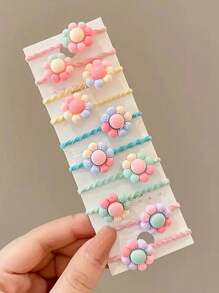 30pcs/Pack Random Color Angel Princess Flower Hair Scrunchies Set