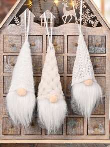 3pcs Christmas No-Face Old Man Pendant, Christmas Decorations, Gnome Couple Ornament, Window Decoration, Christmas Tree Decor, Home Decor, Room Decor, Christmas Decor, Christmas, Christmas Ornaments - White - View 1