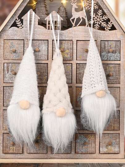 3 piezas Adornos navideños con colgante de hombre anciano sin rostro, decoración de pareja de gnomos, decoración de ventana, decoración de árbol de Navidad, decoración del hogar, decoración de habitación, decoración navideña