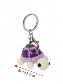 可爱乌龟钥匙扣，迷你钩针乌龟毛绒玩偶饰品 - 彩色 - 查看 8