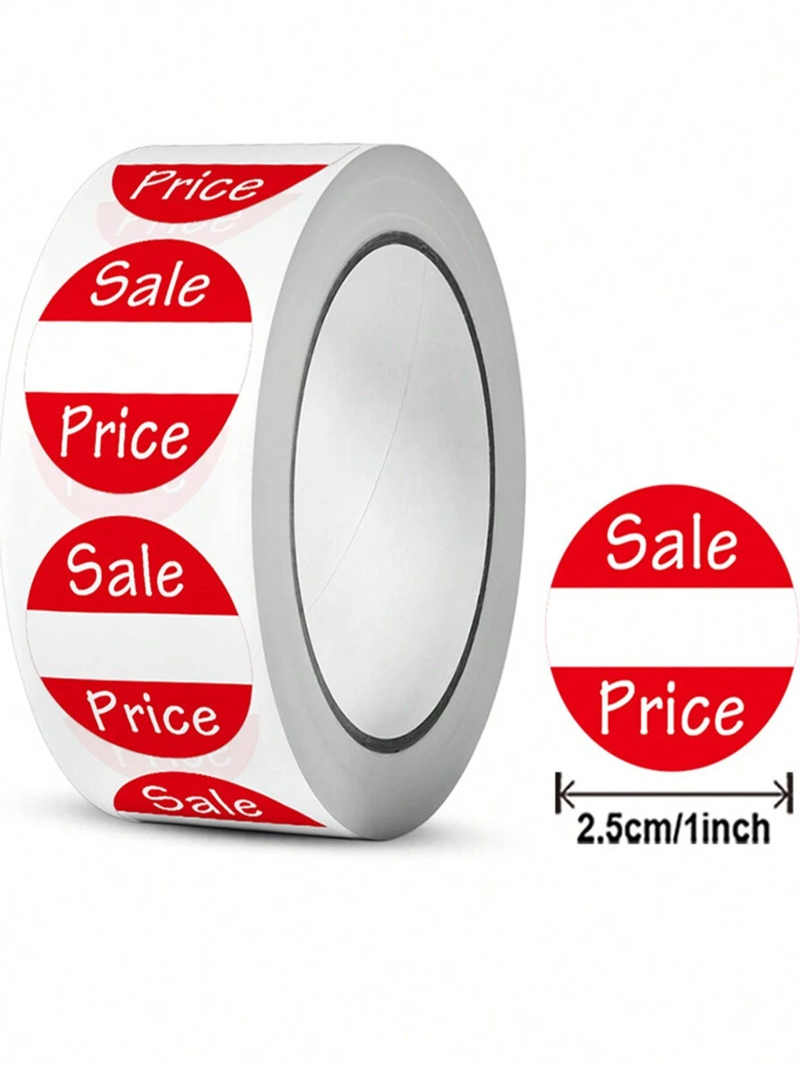 Rollo de 500 etiquetas de precio rojas, pegatinas redondas adhesivas de papel para pasteles, tiendas minoristas, útiles escolares, vuelta al colegio