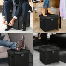 Fireproof Storage Footstool With Lock For Safe Storage Of Important Documents Folding Design - Black - View 5