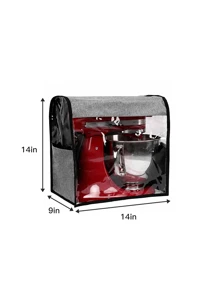 1pc Linen Mixer Cover, Stand Mixer Dust Cover, Waterproof And Dustproof, Easy To Fold And Store, Suitable For Kitchen Dust Collection - Flax Gray - View 2