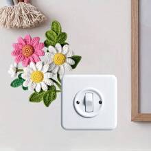 1pc 2D Pink & White Floral Switch Sticker, Self-Adhesive Removable Bedroom Outlet Decorative Sticker, Slight Color Difference May Exist Due To Lighting Conditions - Multicolor - View 6
