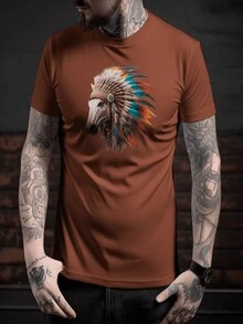 Unisex "Shamanic Horse" 100% Cotton T-Shirt - 鏽棕色 - 查看 1