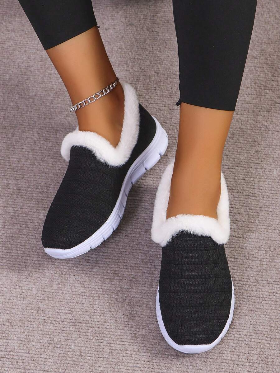 Damskie buty modowe 2024 Nowy styl Mom Warm sznurowane trampki Lekkie sportowe botki do kostki - Czarne - Zobacz 1