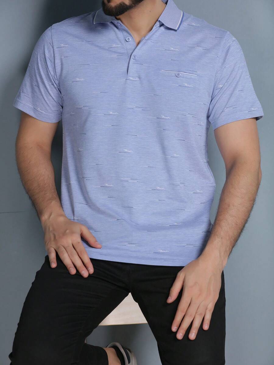 Men's Polo Shirt Summer 2024 With Button And Elastic 5 Colors - Xanh đậm - Xem 1