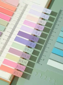 1 张卡 200 片装粘性标签书本标签 - 莫兰迪粘性标签、透明便条标签、粘性标签、学校用品、索引标签 - 彩色 - 查看 5