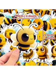 Finego 50 cái Ong mật Hình dán Vinyl Không thấm nước Hình dán Đối với Trẻ em Thanh thiếu niên Người lớn Hành lý Máy tính xách tay Bình nước Ván trượt - Nhiều màu - Xem 2