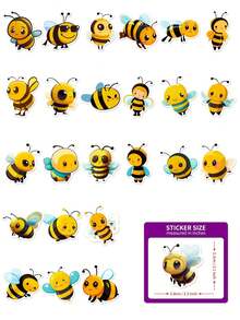 Finego 50 cái Ong mật Hình dán Vinyl Không thấm nước Hình dán Đối với Trẻ em Thanh thiếu niên Người lớn Hành lý Máy tính xách tay Bình nước Ván trượt - Nhiều màu - Xem 4