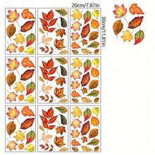 Zestaw naklejek na okna Autumn Harvest - liść klonu, dynia, jeż i inne - dwustronna dekoracja do domu i biura, wielokrotnego użytku naklejki PVC na Święto Dziękczynienia i jesienne uroczystości, Boże Narodzenie - Wielokolorowe - Zobacz 7