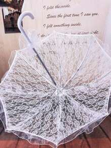 1pc White & Black Western Style Lace Umbrella, Wedding Photography Prop, Suitable For Weddings And Dance Performances