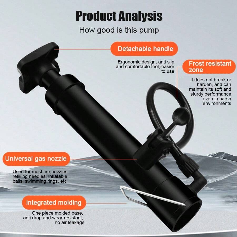Step On Portable Inflatable Tube, Mini Detachable Pump, Bicycle