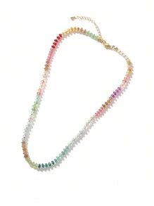 1 pieza Collar de mujer de cuentas hechas a mano con piedras naturales coloridas de estilo elegante y bohemio, con broche de langosta chapado en oro cobre, como regalo de verano para ella, mejor amiga