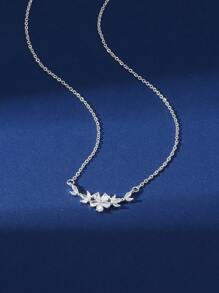 1件立方氧化锆花叶心形蛇形吊坠项链，黄金首饰，伴娘礼物，送给她的礼物