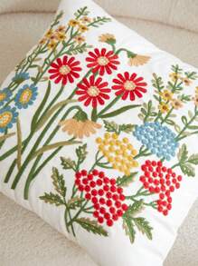 1 Stück Kissenbezug mit mehrfarbiger Gänseblümchen Stickerei, Heimdekoration für Wohnzimmer und Schlafzimmer