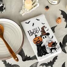 1set Halloween Pumpkin & Skull Pattern Napkins & Kitchen Towels Halloween Party - Multicolor - View 3