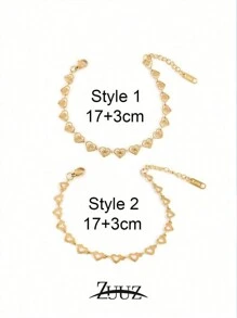 1 件不锈钢镂空心形手链女士简约几何爱心链手链珠宝礼物情人节、妈妈、母亲、母亲节、礼物 - 手鍊 - 查看 2