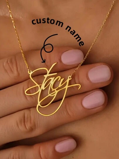 1pc Customized Name Necklace, Elegant Calligraphy Pendant, Bohemian Style, Self-Expression, Minimalist DIY Personalized Name Gift, Suitable For Women, Birthday Jewelry Stylish,Fall Fashion,Vintage,Contracted,Simple,Casual,Old Money Custom,Personalized,Unique Ideal Gifts For Her Girlfriend,Mom,Family,Friends,Daughter For Anniversaries,For Birthdays,For Daily Wear,For Prom,For Mother's Day,For Valentine's Day,For Graduation,For Weddings Valentines,Customized Fashion Word Necklaces,Street Casual Chic,New Year Glamour
