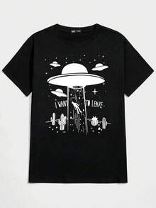 Unisex  T-Shirt 100% Cotton Streetwear Launch Shipping In Various Colors!! - 黑色 - 查看 1