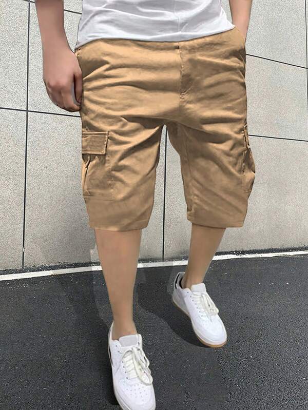 1 件青少年男孩休闲宽松工装短裤，多口袋，运动，户外，春夏