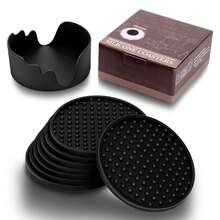 8 件/套硅胶饮料杯垫 - 带支架的防滑杯垫套装，8 件装 - 用于办公室或家庭桌面保护的杯垫 - 适用于室内外的牢不可破的桌面杯垫 - 彩色 - 查看 3