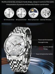 OLEVS Watches For Mens Stainless Steel Analog Quartz Wrist Watches Date Waterproof Luminous Business Casual Male Watches - 金白 - 查看 4