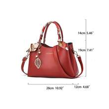 Bộ 1 túi đeo chéo và túi đeo vai bằng da mềm màu trơn, quà tặng sinh nhật, túi xách da PU nhiều lớp cho mẹ dùng đi làm và sử dụng hàng ngày, thiết yếu cho hoạt động ngoài trời và du lịch - Màu Đỏ Sâu - Xem 7