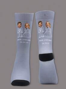 1 Pair Of Customized Face Women's Mid Tube Socks, Put Any Face On Socks, Personalized Socks With Photos, Interesting Customized Picture Pairs With Medium To Long Socks, Suitable For Valentine's Day, Birthdays, Gift Giving, And Other Occasions,Personalized, Fun, Rich And Colorful, Creative Anime Cartoon Design, Holiday Gifts, Comfortable And Breathable, Improving The Family Day Atmosphere, Fashionable And Fashionable, Suitable For Both Men And Women Funny Socks