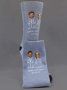 1 Pair Of Customized Face Women's Mid Tube Socks, Put Any Face On Socks, Personalized Socks With Photos, Interesting Customized Picture Pairs With Medium To Long Socks, Suitable For Valentine's Day, Birthdays, Gift Giving, And Other Occasions,Personalized, Fun, Rich And Colorful, Creative Anime Cartoon Design, Holiday Gifts, Comfortable And Breathable, Improving The Family Day Atmosphere, Fashionable And Fashionable, Suitable For Both Men And Women Funny Socks