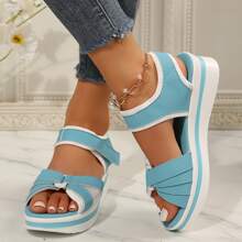 Women's High Heel Sandals - Casual Summer Outdoor Wedges With Adjustable Platform For Comfortable Travel & Leisure - 淺藍色 - 查看 6