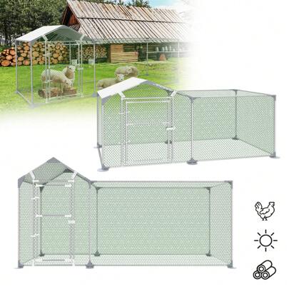 VA-Cerulean Free-Range Enclosure Chicken Coop 2x1x1.5m / 3x1x1.5m Chicken House Galvanized Steel Frame Poultry House Outdoor Enclosure For Chickens Small Animals With Lock