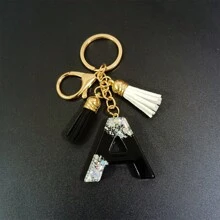 1 件 A-Z 字母休闲可爱黑色钥匙扣吊坠，夏季、秋季、春季、节日、生日、背包配件的优雅礼物