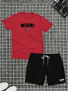 Cotton T-Shirt + Short Tectel Miami Summer Combo Kit - Red - View 1